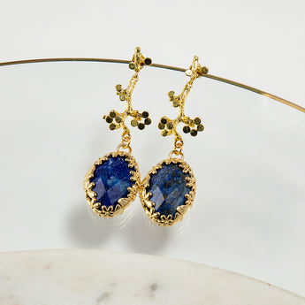Katerina Psoma Alicia Blue Dangle Earrings with Crystals