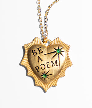 Katerina Psoma Be a Poem long Necklace gold plated brass green stones
