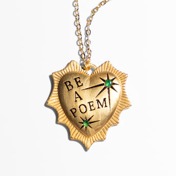 Katerina Psoma Be a Poem long Necklace gold plated brass green stones