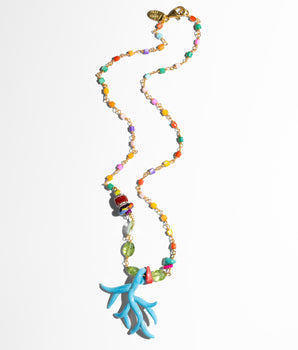 Katerina Psoma Turquoise Murano Short Necklace with semiprecious stone