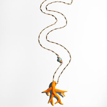 Katerina Psoma Yellow Murano Coral Chain Pendant Necklace gold plated chain