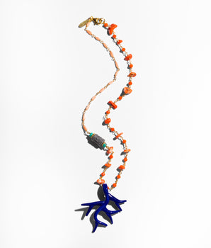 Katerina Psoma Blue Murano Short Necklace with semiprecious stones