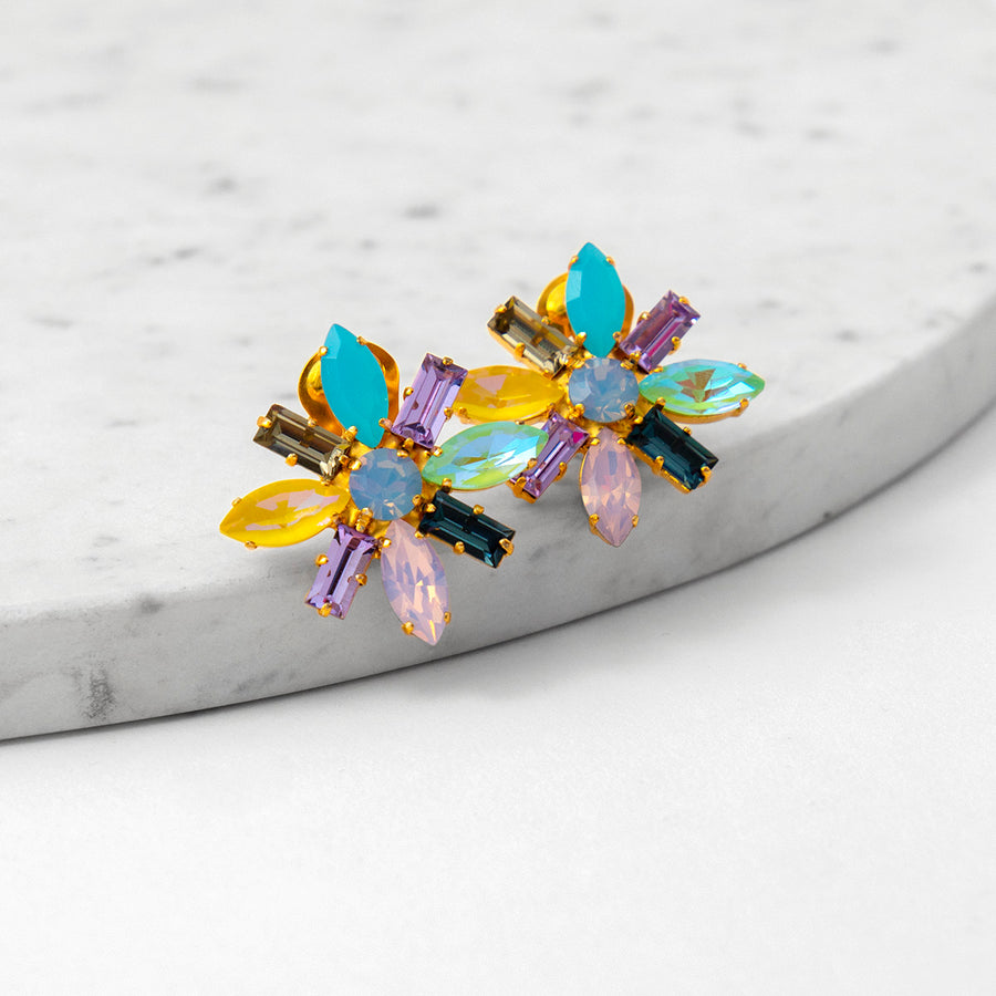 Katerina Psoma Pastel Crystal Clip Earrings gold plated