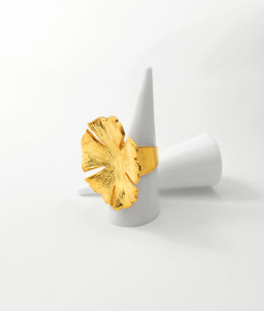 Katerina Psoma Flower Gold Plated brass Ring adjustable size