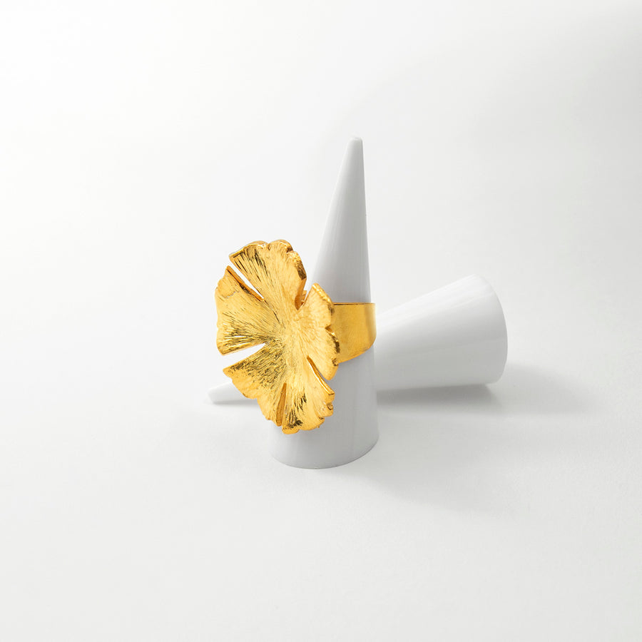 Katerina Psoma Flower Gold Plated brass Ring adjustable size