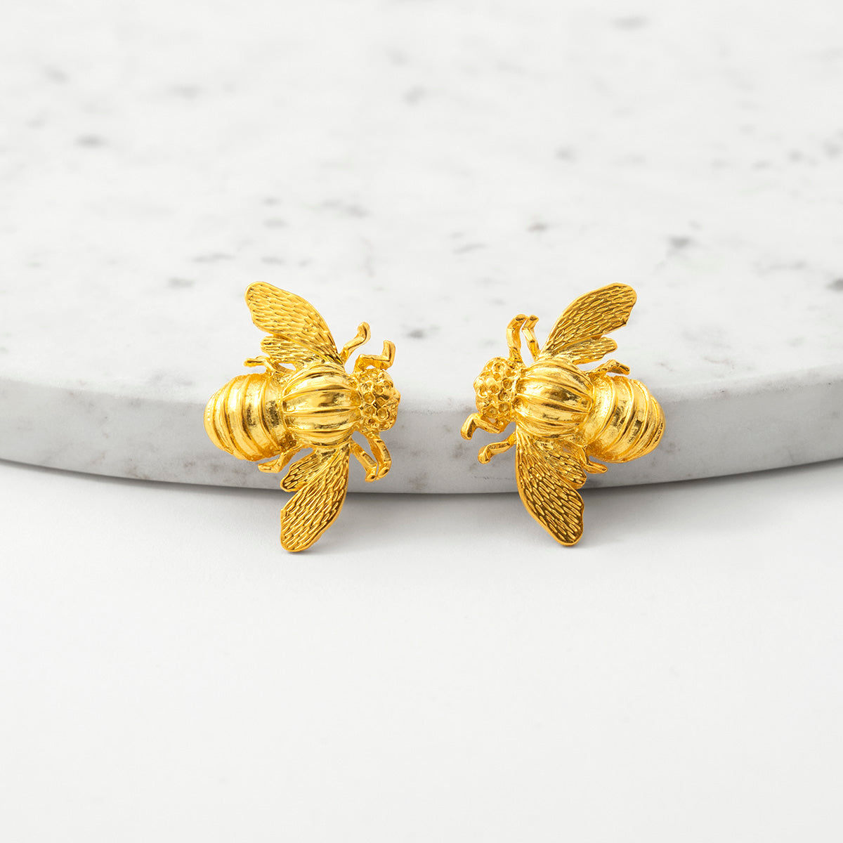 Gold plated bee stud earrings Katerina Psoma