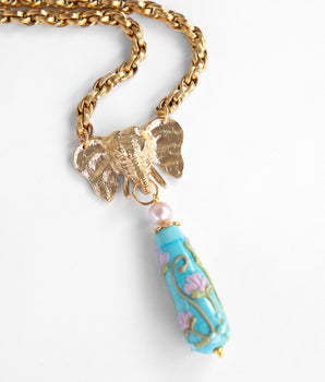 katerina Psoma long chain pendant with Murano drop