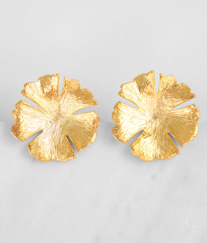 Flower Metal Clip Earrings