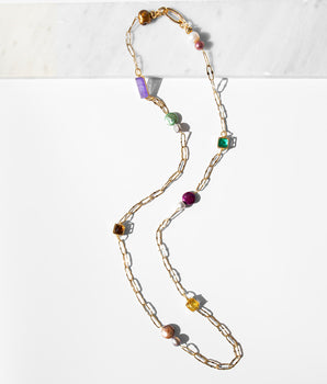 KATERINA PSOMA Long Chain Necklace PEARLS CRYSTALS