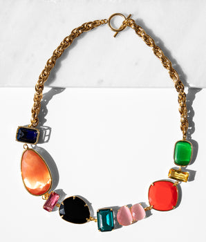 KATERINA PSOMA MULTICOLOUR SHORT NECKLACE WITH CHAIN