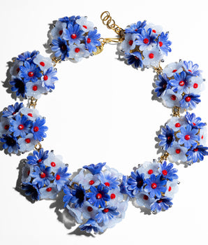 Katerina Psoma Zinnia Blue Flower Necklace