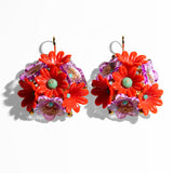 Katerina Psoma Zinnia Red Flower Earrings acrylic vintage flowers