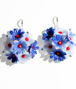 Katerina Psoma Zinnia Blue Flower Earrings
