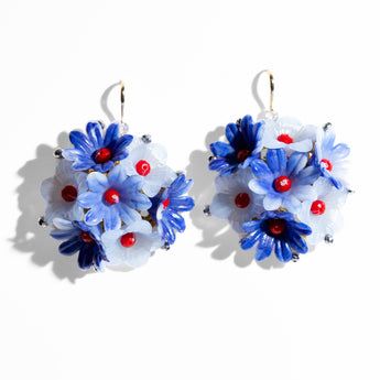 Katerina Psoma Zinnia Blue Flower Earrings