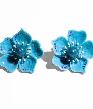 Katerina Psoma Cassia Blue Flower Earrings