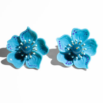 Katerina Psoma Cassia Blue Flower Earrings