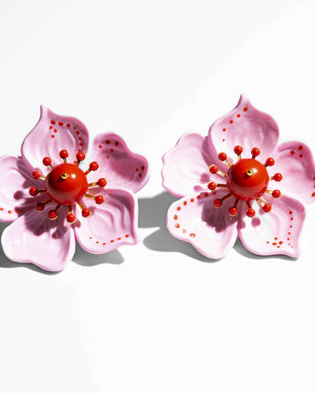 Katerina Psoma Cassia Pink Flower Earrings