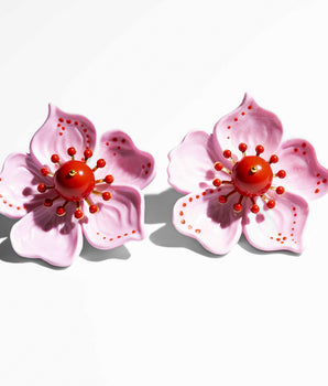 Katerina Psoma Cassia Pink Flower Earrings