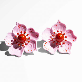 Katerina Psoma Cassia Pink Flower Earrings