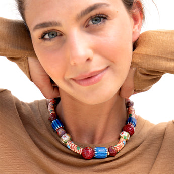 Katerina Psoma Red short necklace with trade beads