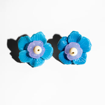 Katerina Psoma Fiora Blue Flower Earrings