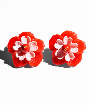 Katerina Psoma Fiora Red Flower Earrings