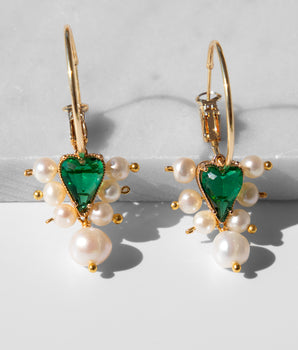 Margherite Heart and Pearl Hoops
