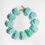 Katerina Psoma Turquoise Short Necklace with carved roses resin