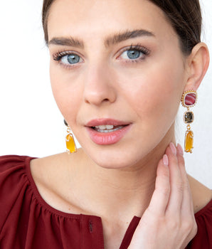 Katerina psoma dangle Earrings with faceted stones