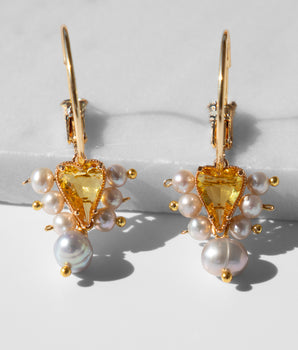 Margherite Heart and Pearl Hoops