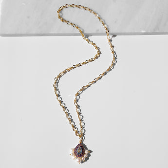Katerina Psoma Albia Pendant with Purple Crystals and Pearls