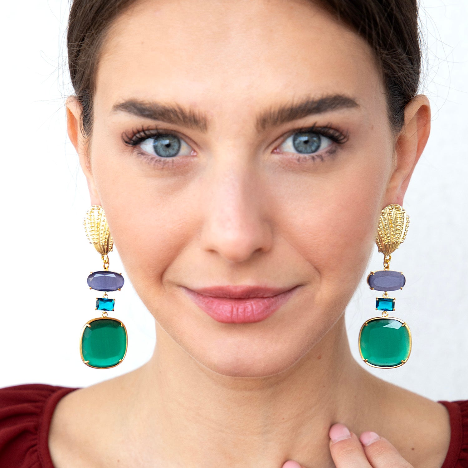 Katerina psoma dangle Earrings with faceted stones