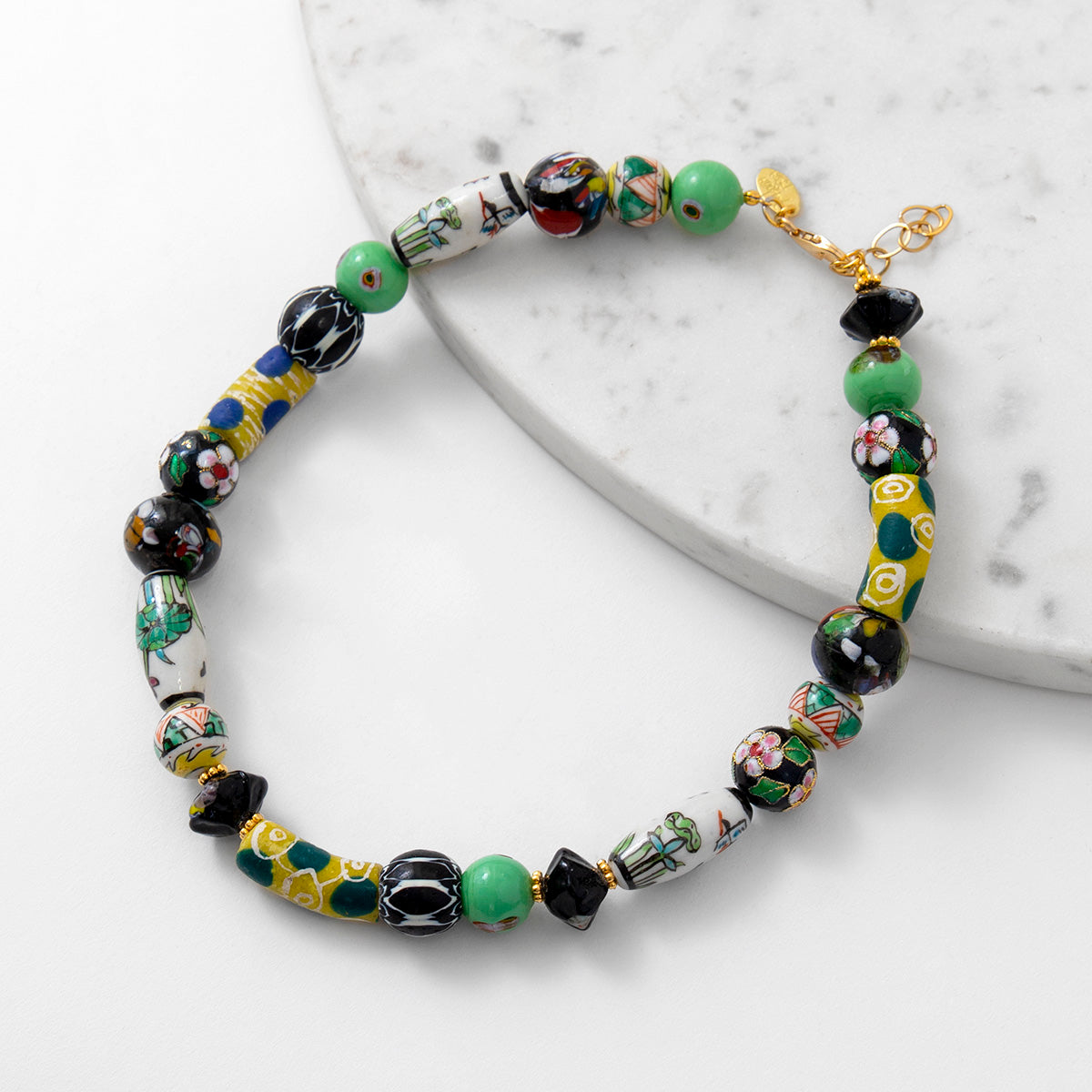 Katerina Psoma Black Short Necklace trade beads
