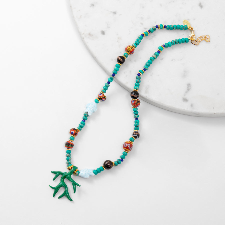 Katerina Psoma Howlite necklace with trade beads and stones