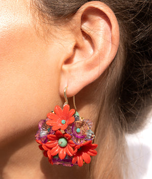 Katerina Psoma  Red Flower dangle Earrings
