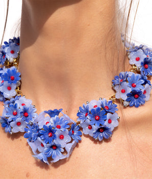 Katerina Psoma Zinnia Blue Flower Necklace