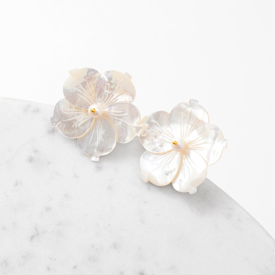 Katerina Psoma White mother of pearl Flower Stud Earrings white