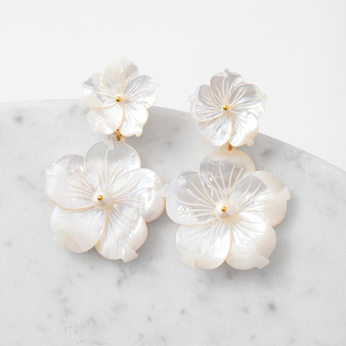Antheia White Flower Dangle Earrings – Katerina Psoma