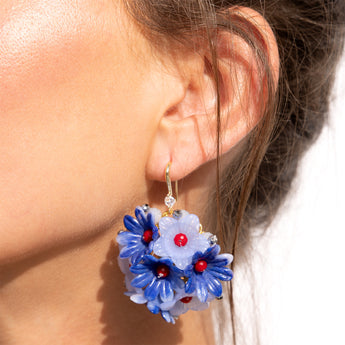 Katerina Psoma Zinnia Blue Flower Earrings
