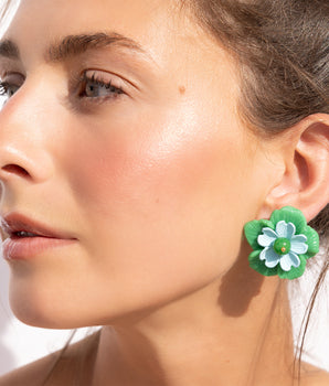 Katerina Psoma Fiora Green Flower Earrings