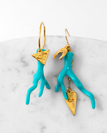 Katerina Psoma Lola Turquoise Coral Hoop Earrings