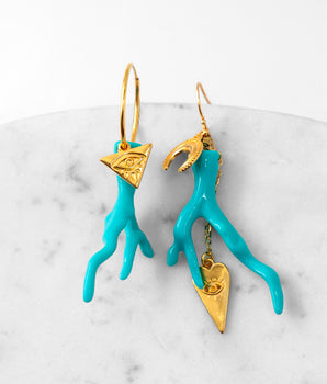 Katerina Psoma Lola Turquoise Coral Hoop Earrings