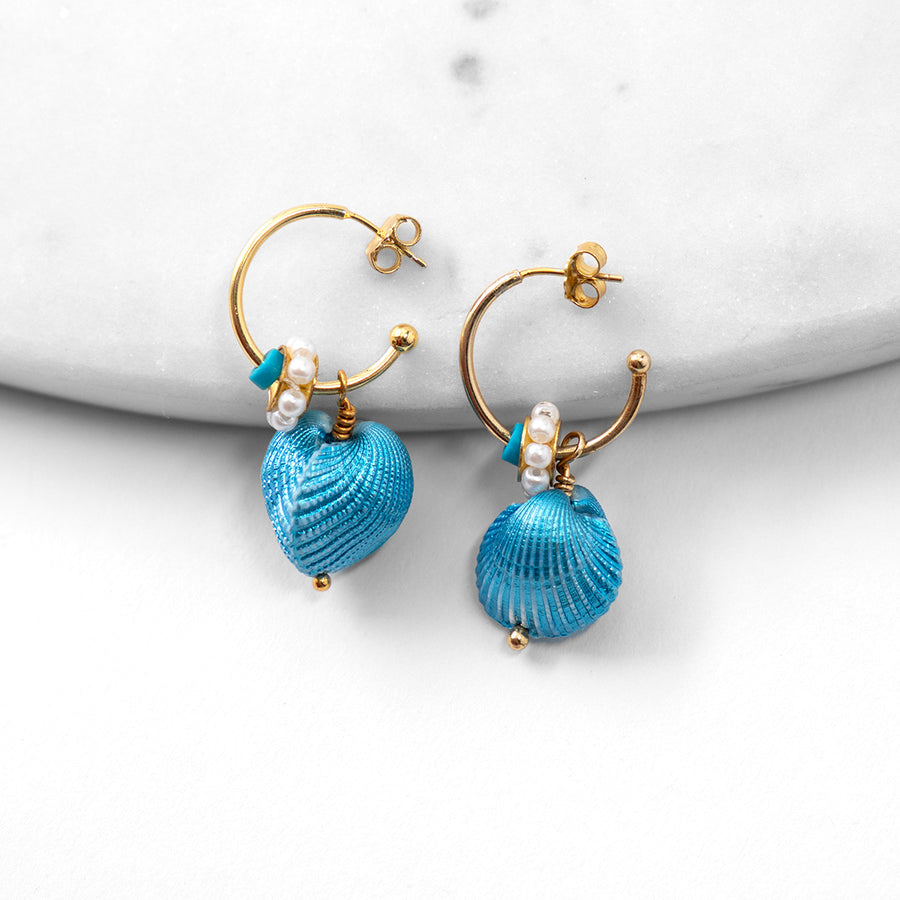 Katerina Psoma Junonia Hoops with Blue Shells