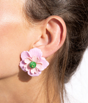 Katerina Psoma Fiora Pink Flower Earrings
