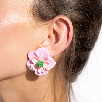 Katerina Psoma Fiora Pink Flower Earrings