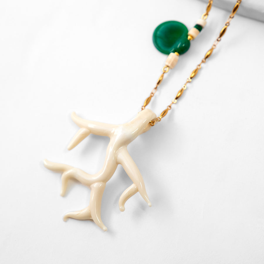 White Murano Coral Chain Necklace