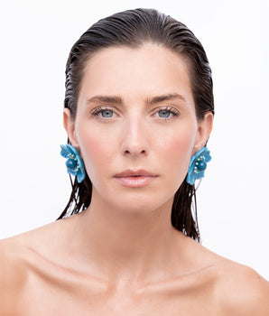 Katerina Psoma Cassia Blue Flower Earrings