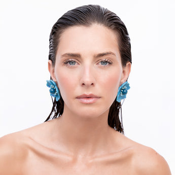 Katerina Psoma Cassia Blue Flower Earrings