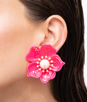Katerina Psoma Cassia Fuchsia Flower Earrings