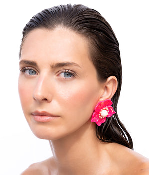 Katerina Psoma Cassia Fuchsia Flower Earrings